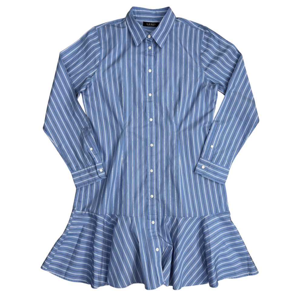 Lauren Ralph Lauren Blue Striped Shirt Dress Women Size 12